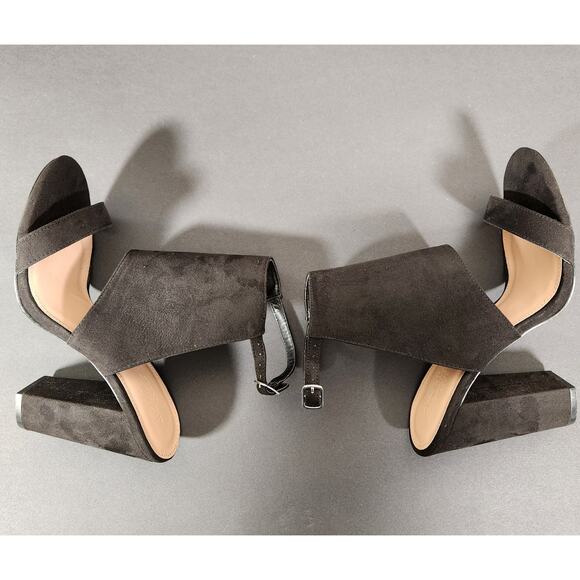 CHARLOTTE RUSSE Jackie Ankle Strap High Heel Sandal Womens 8 Black Faux Suede - Picture 6 of 8